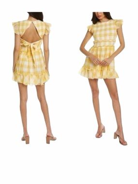 Saylor Saya Checked Smocked Mini Dress Size S